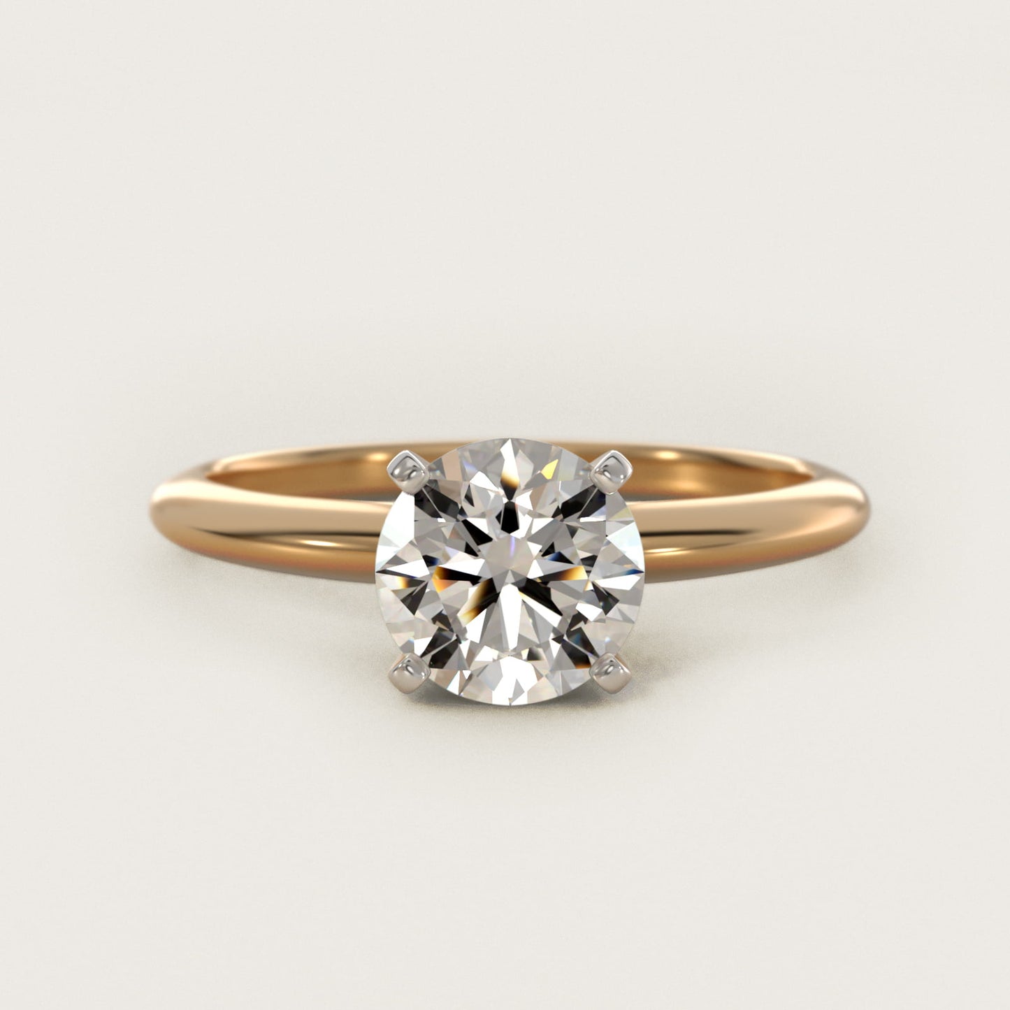 Classic Four Prong Solitaire Engagement Ring in 18k Yellow Gold - Round Center