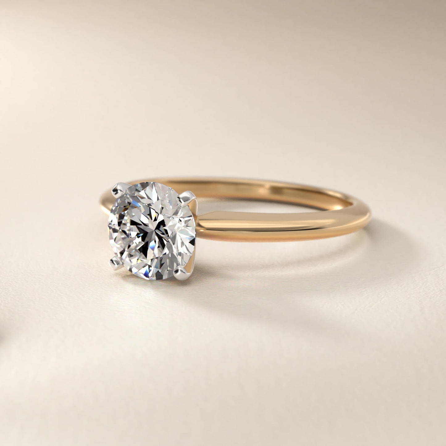 Classic Four Prong Solitaire Engagement Ring in 14K Yellow Gold - Round Center