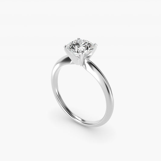 Classic Four Prong Solitaire Engagement Ring in Platinum - Round Center