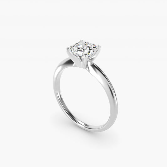 Classic Four-Prong Solitaire Engagement Ring in 14k White Gold - Asscher Center