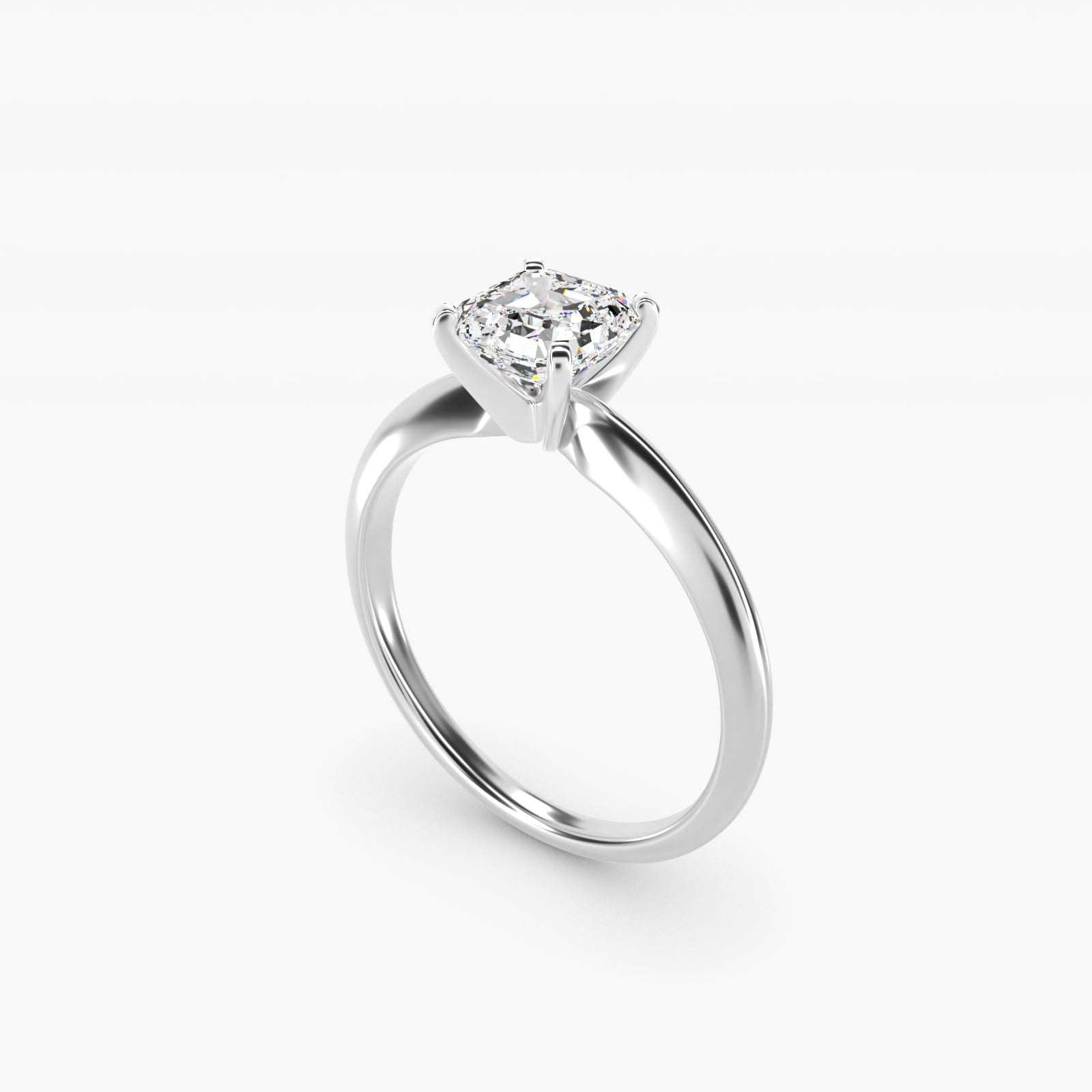 Classic Four-Prong Solitaire Engagement Ring in 18k White Gold - Asscher Center