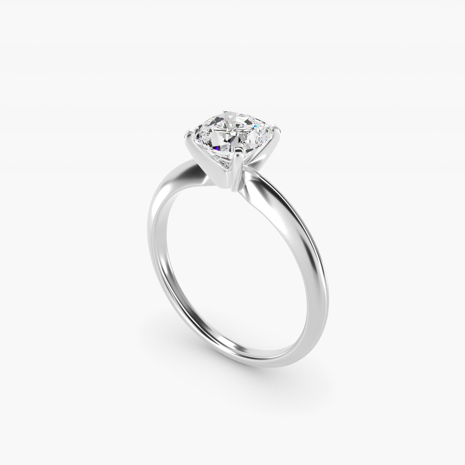 Classic Four-Prong Solitaire Engagement Ring in 18k White Gold - Cushion Center