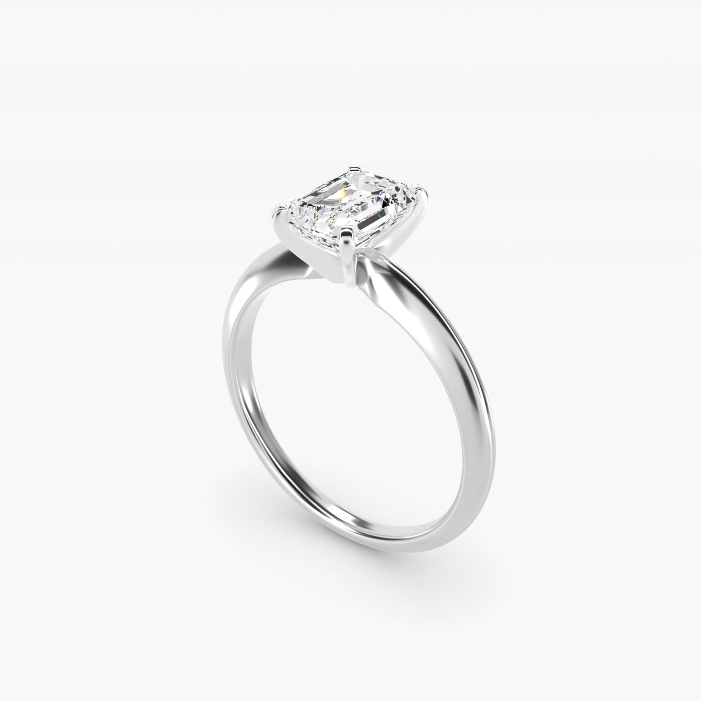 Classic Four-Prong Solitaire Engagement Ring in 18k White Gold - Emerald Center