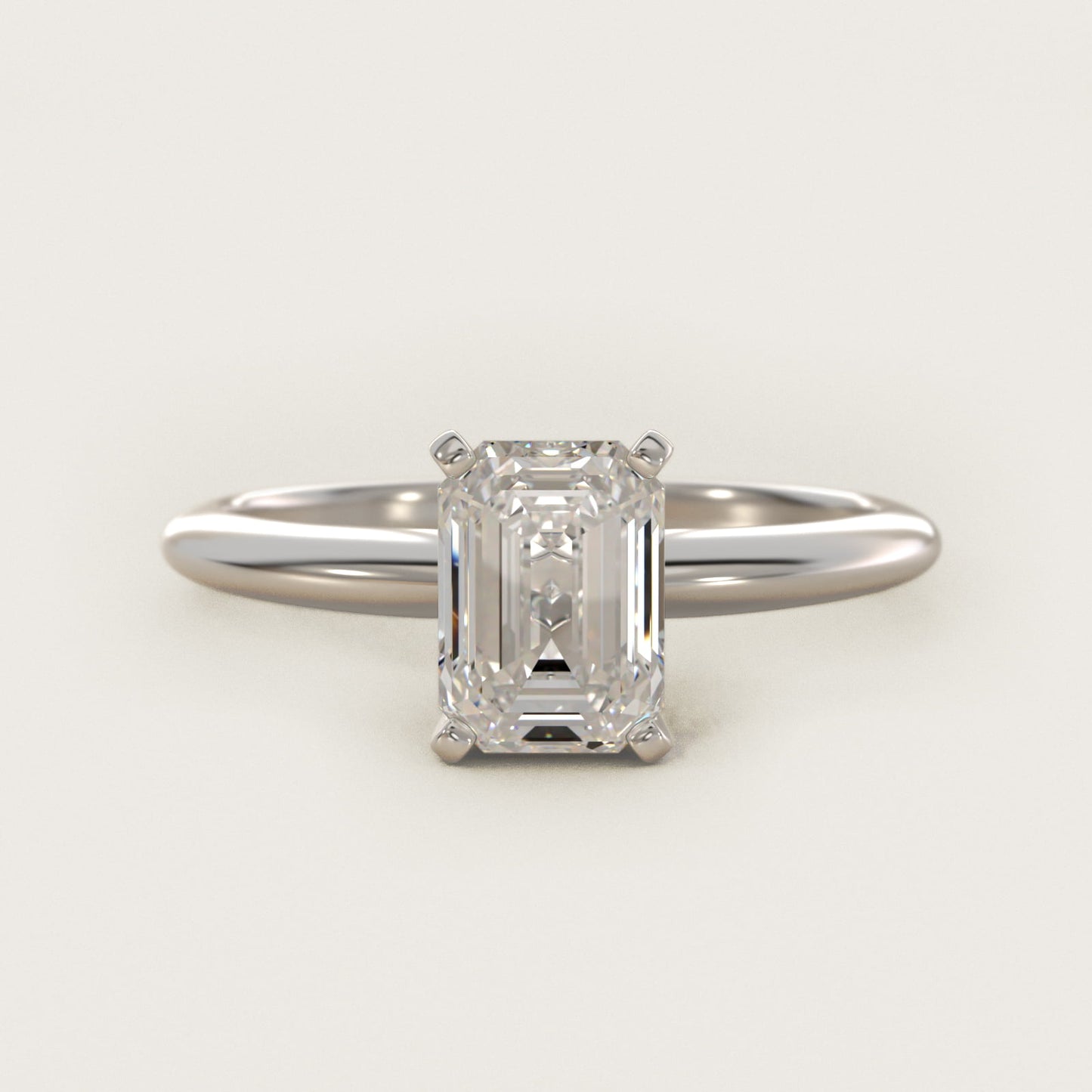 Classic Four-Prong Solitaire Engagement Ring in 18k White Gold - Emerald Center