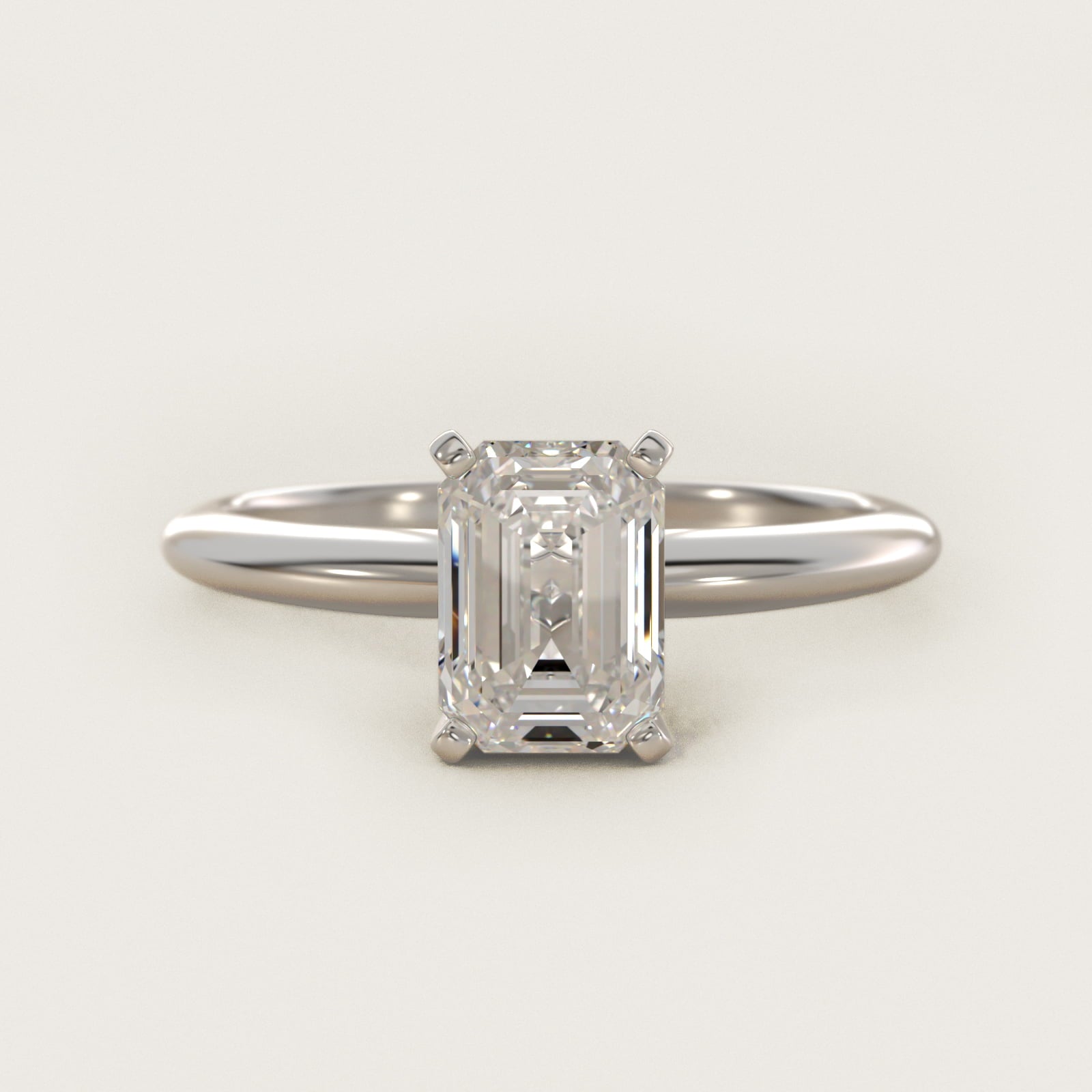 Classic Four-Prong Solitaire Engagement Ring in 18k White Gold - Emerald Center