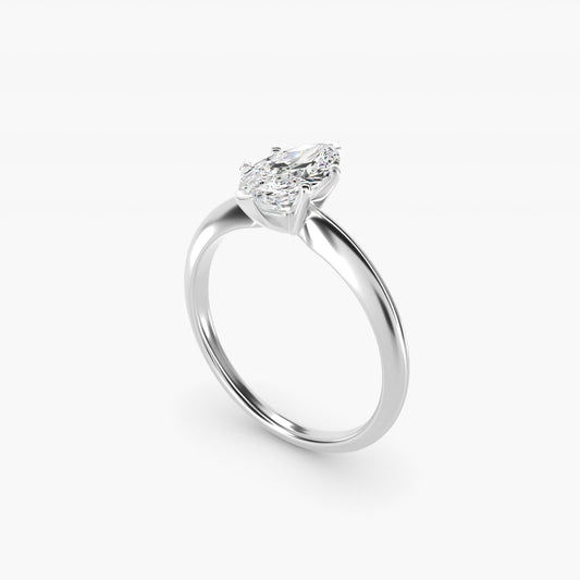 Classic Four-Prong Solitaire Engagement Ring in 14k White Gold - Marquise Center