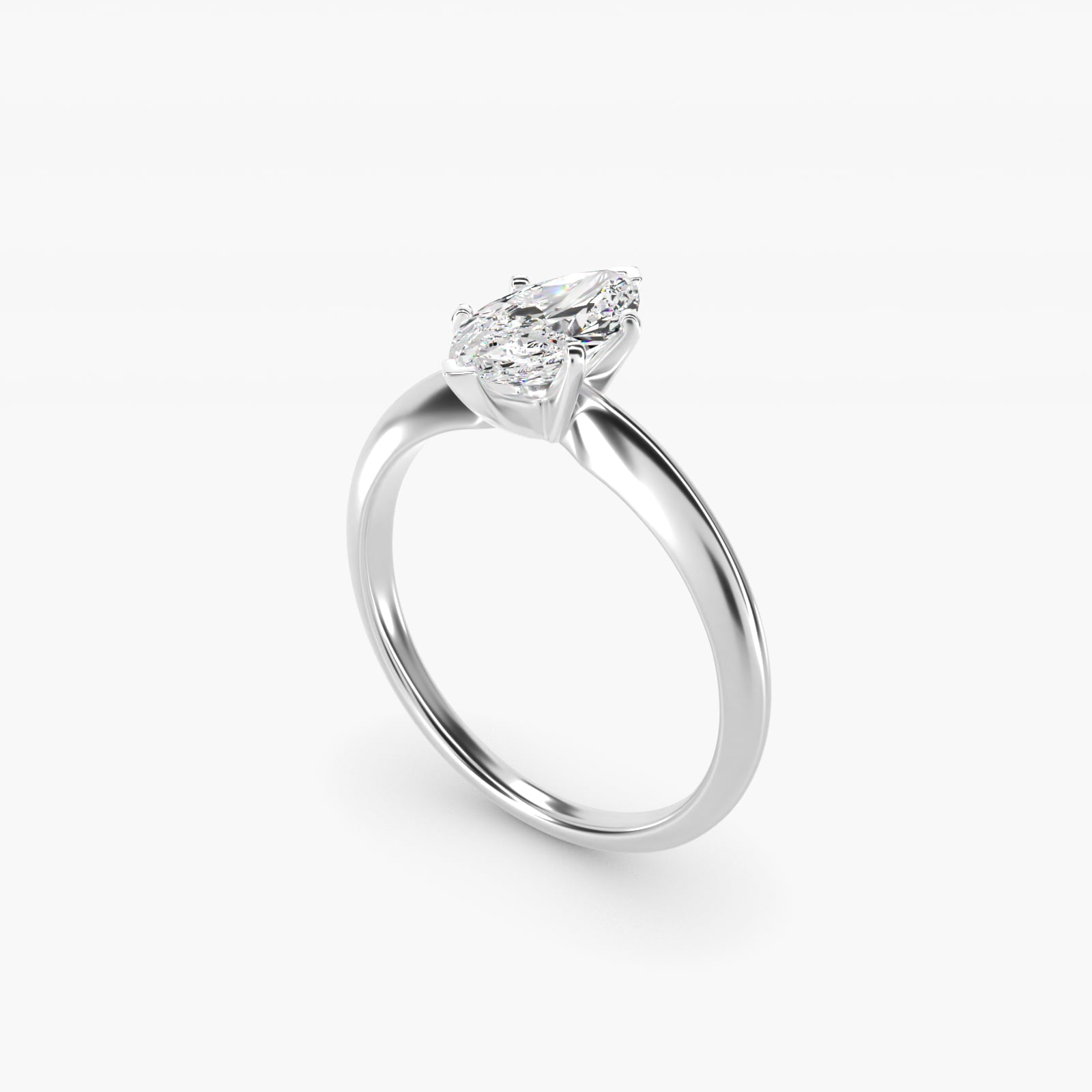 Classic Four-Prong Solitaire Engagement Ring in 18k White Gold - Marquise Center
