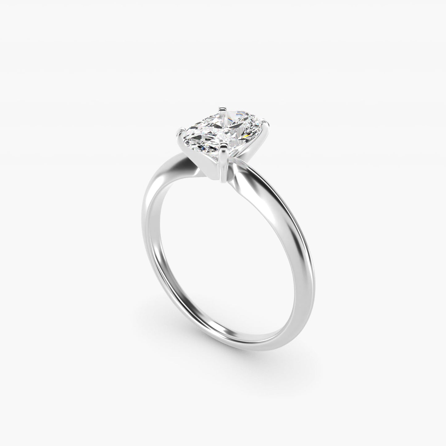 Classic Four-Prong Solitaire Engagement Ring in 18k White Gold - Oval Center