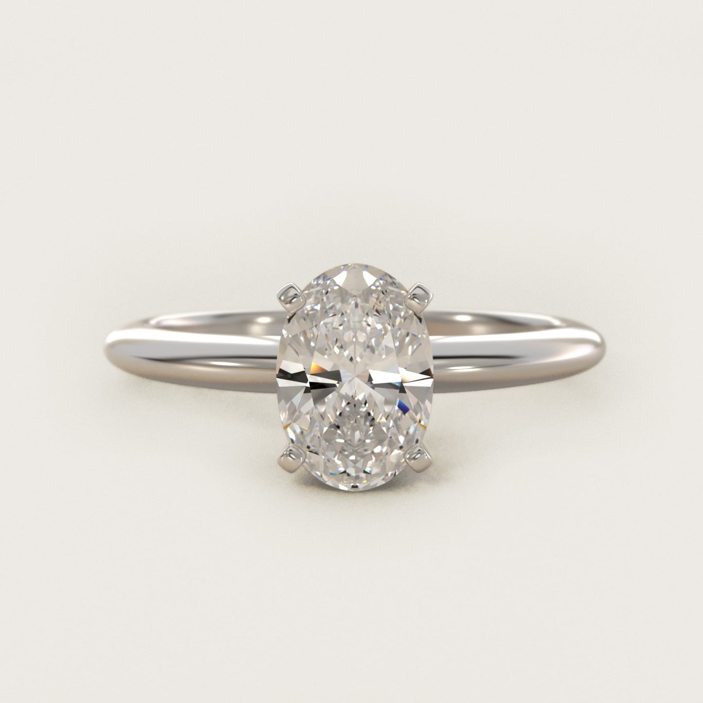 Classic Four-Prong Solitaire Engagement Ring in 18k White Gold - Oval Center