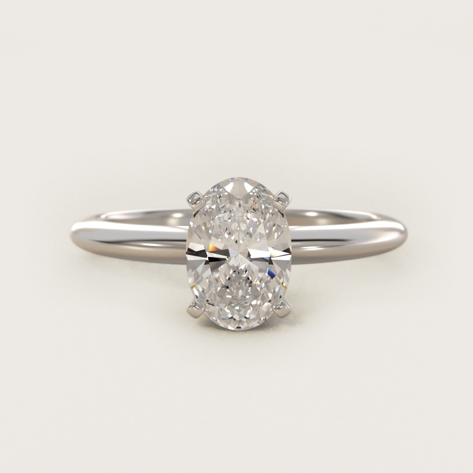 Classic Four-Prong Solitaire Engagement Ring in 18k White Gold - Oval Center
