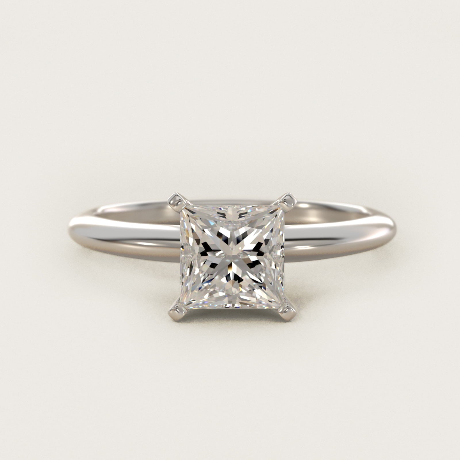 Classic Four-Prong Solitaire Engagement Ring in 18k White Gold - Princess Center