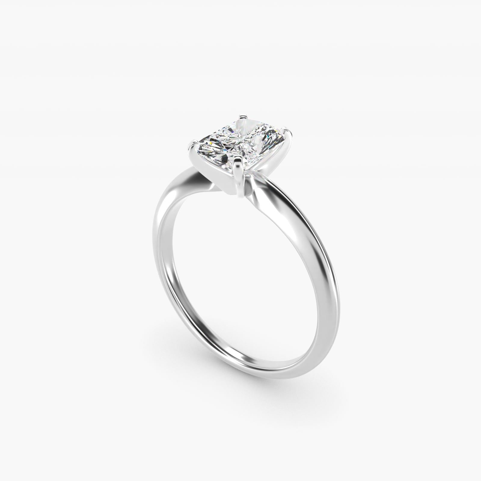 Classic Four-Prong Solitaire Engagement Ring in 18k White Gold - Radiant Center