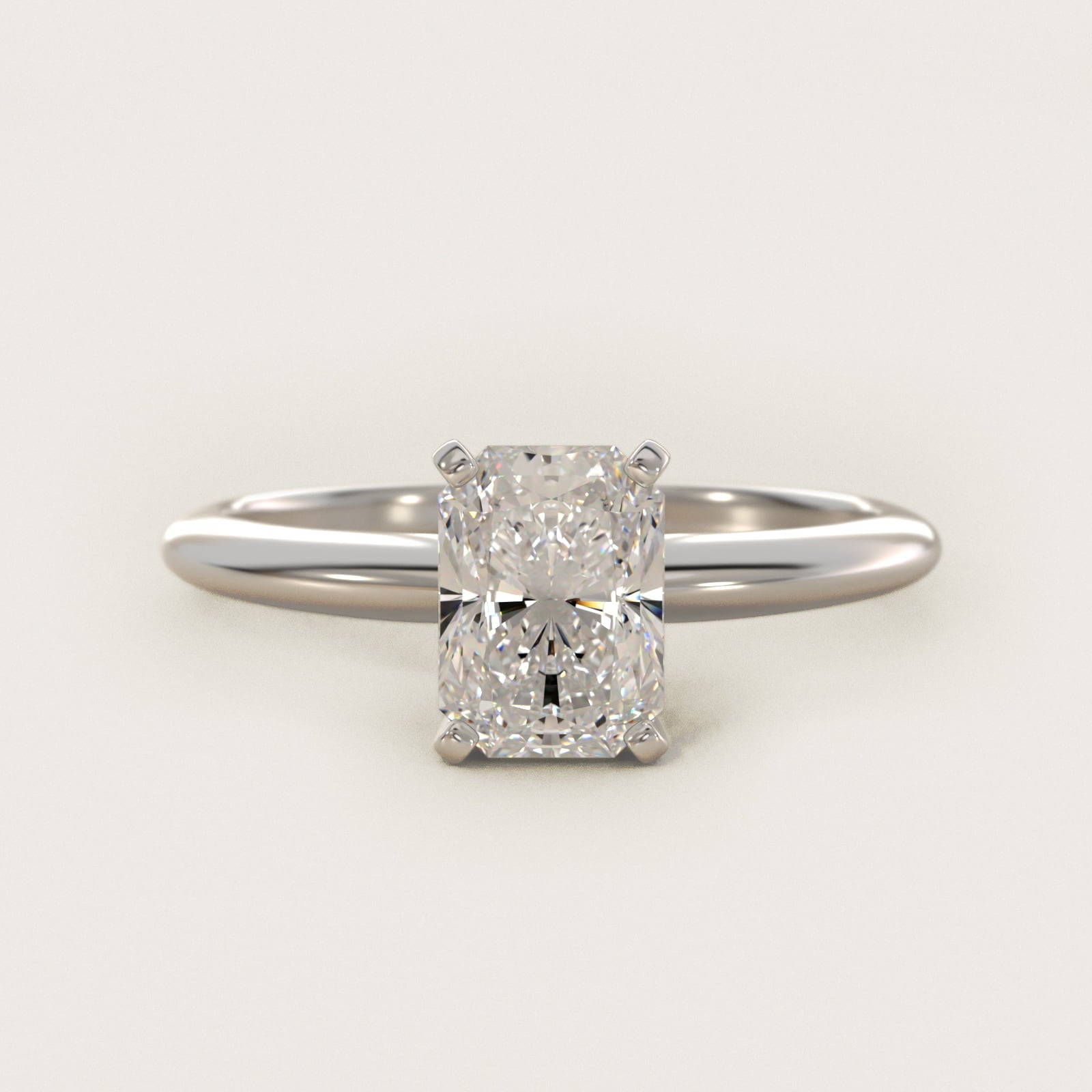 Classic Four-Prong Solitaire Engagement Ring in 18k White Gold - Radiant Center