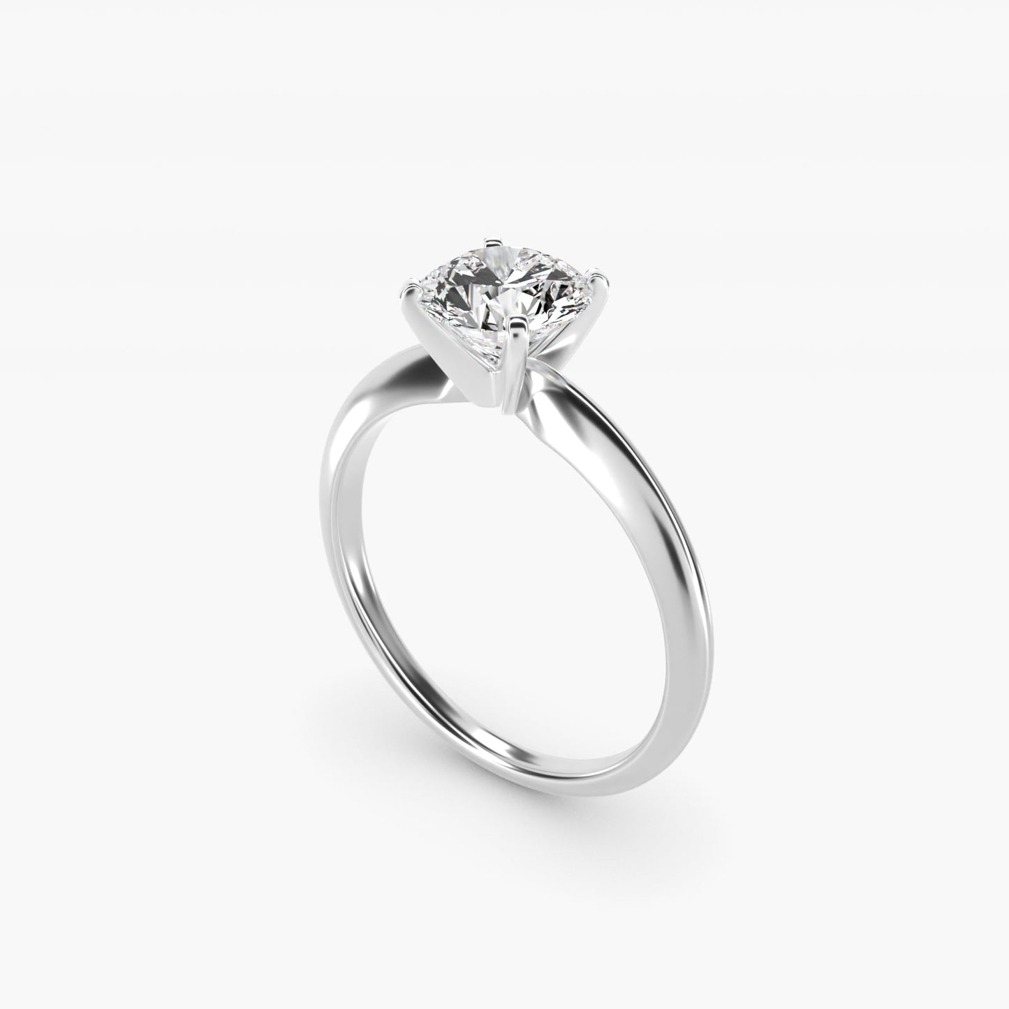 Classic Four-Prong Solitaire Engagement Ring in 18k White Gold - Round Center