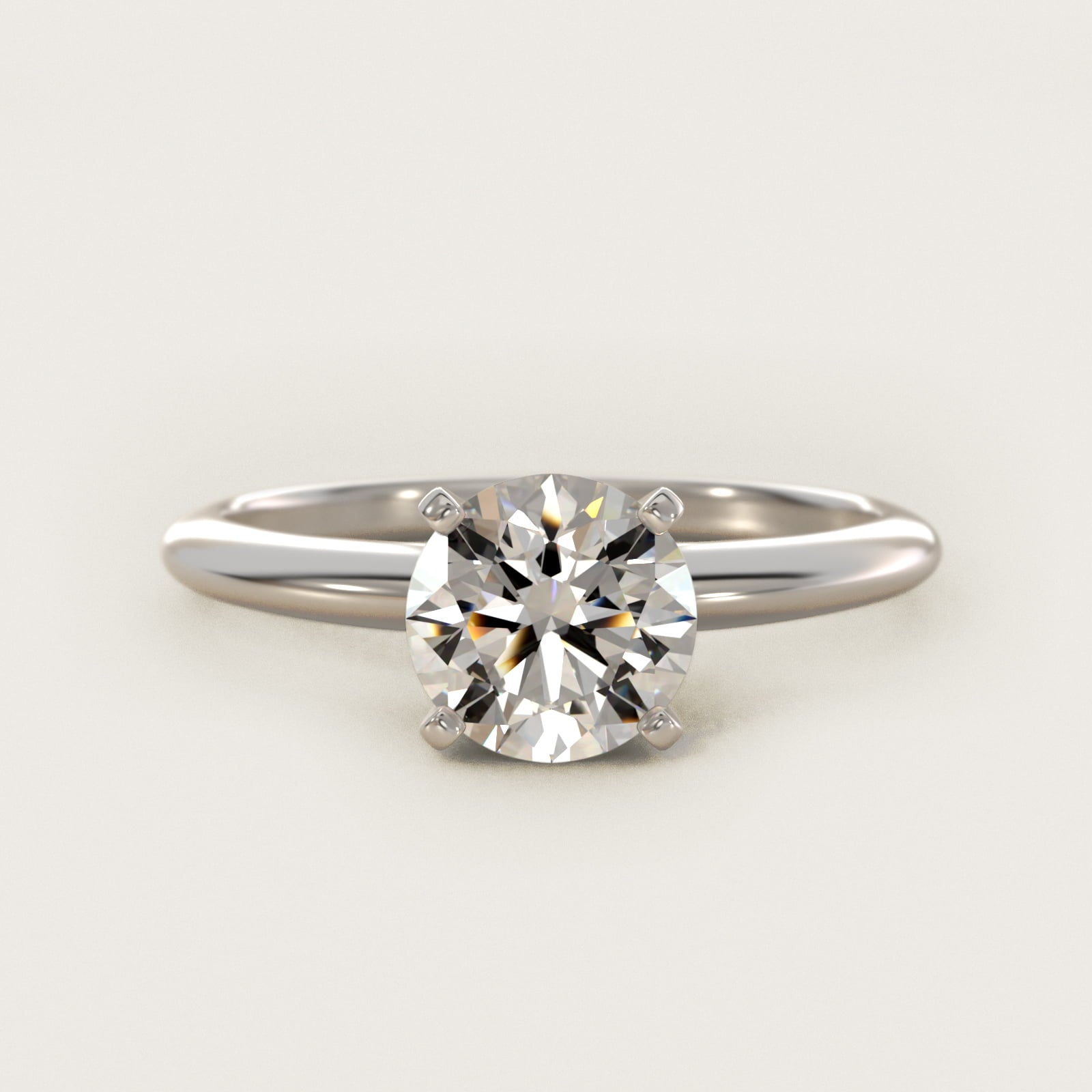 Classic Four-Prong Solitaire Engagement Ring in 18k White Gold - Round Center