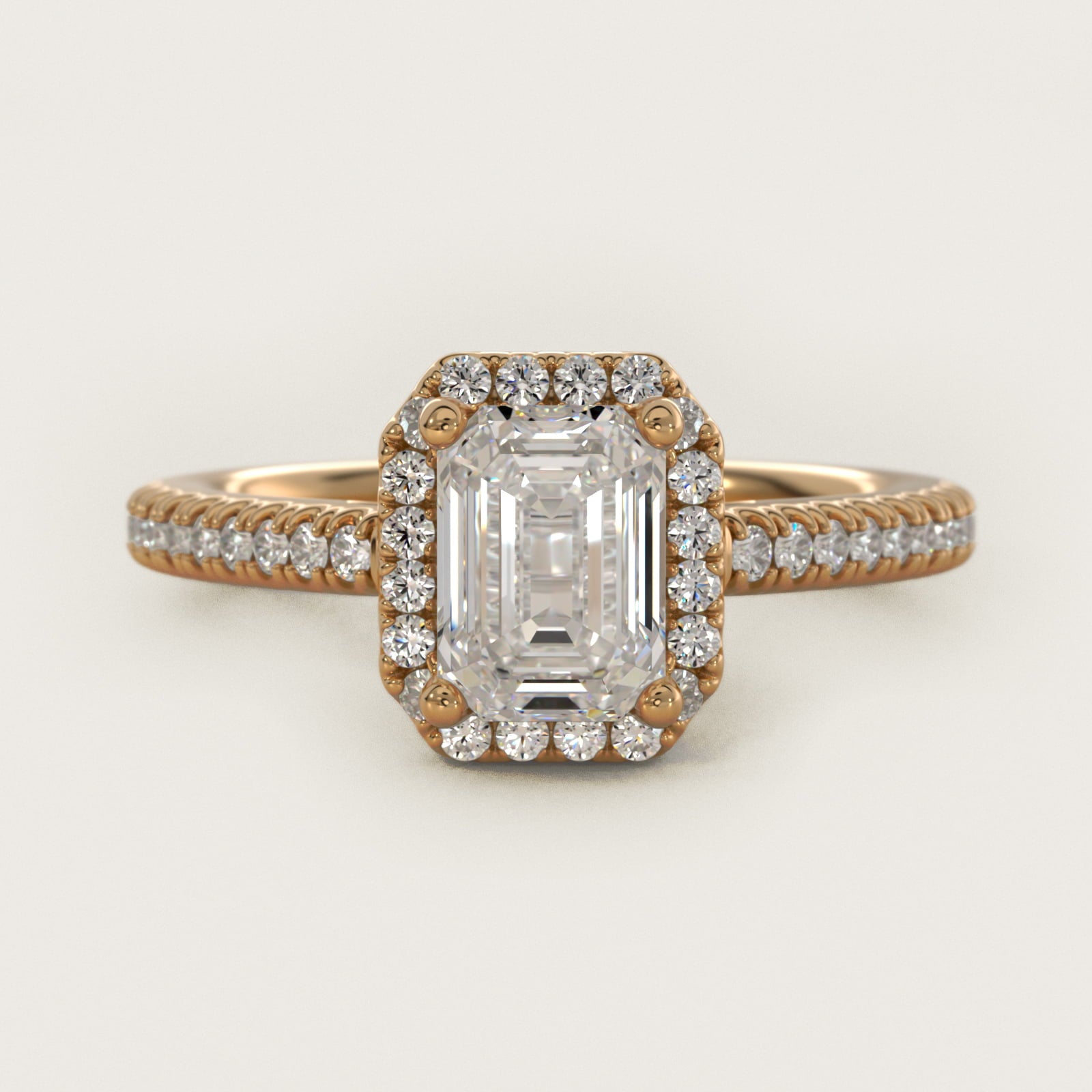 Classic Halo Diamond Engagement Ring in 14k Yellow Gold - Emerald Center