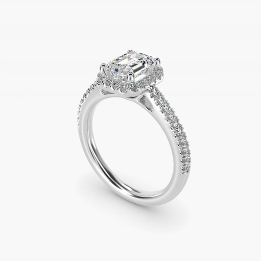 Classic Halo Diamond Engagement Ring in Platinum - Emerald Center