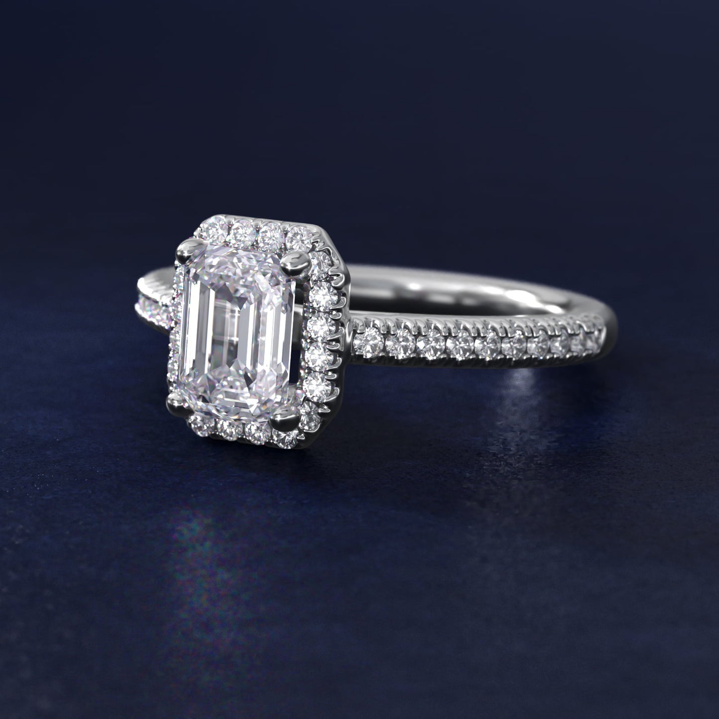 Classic Halo Diamond Engagement Ring in Platinum - Emerald Center