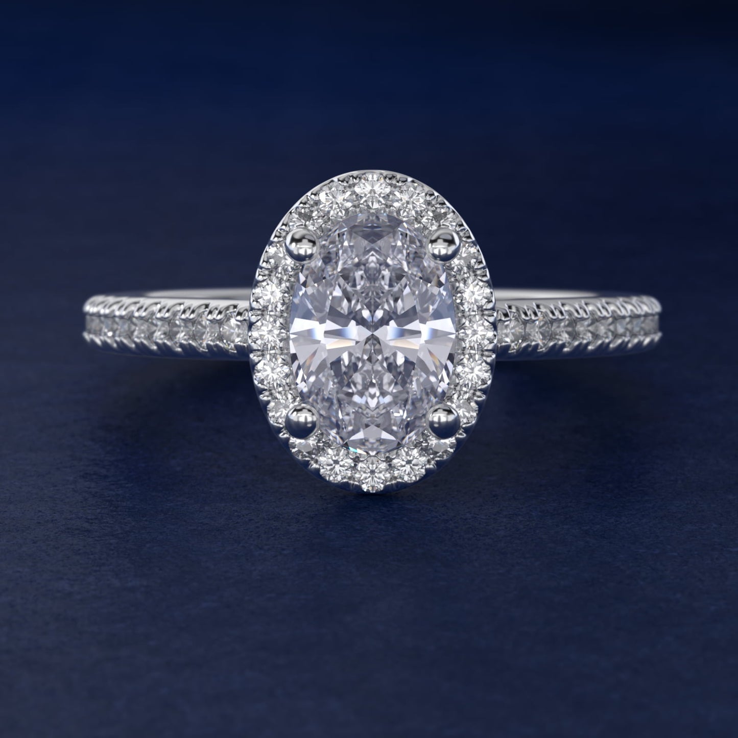 Classic Halo Diamond Engagement Ring in 14k White Gold - Oval Center