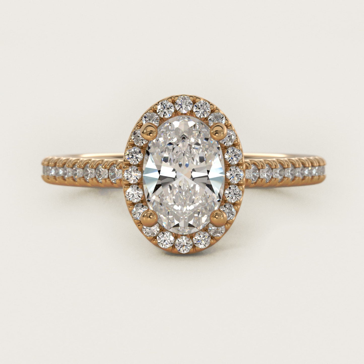 Classic Halo Diamond Engagement Ring in 14k Yellow Gold - Oval Center
