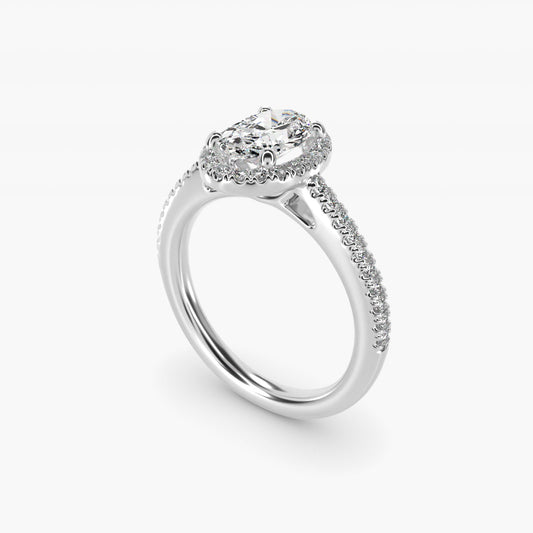 Classic Halo Diamond Engagement Ring in Platinum - Oval Center