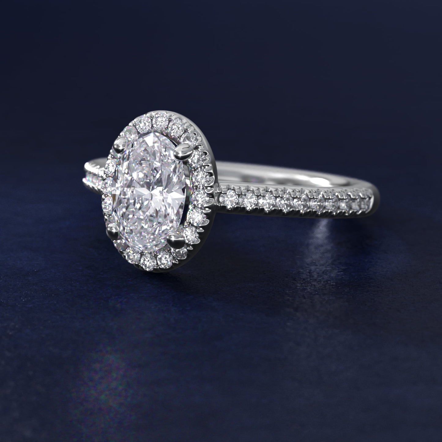 Classic Halo Diamond Engagement Ring in Platinum - Oval Center