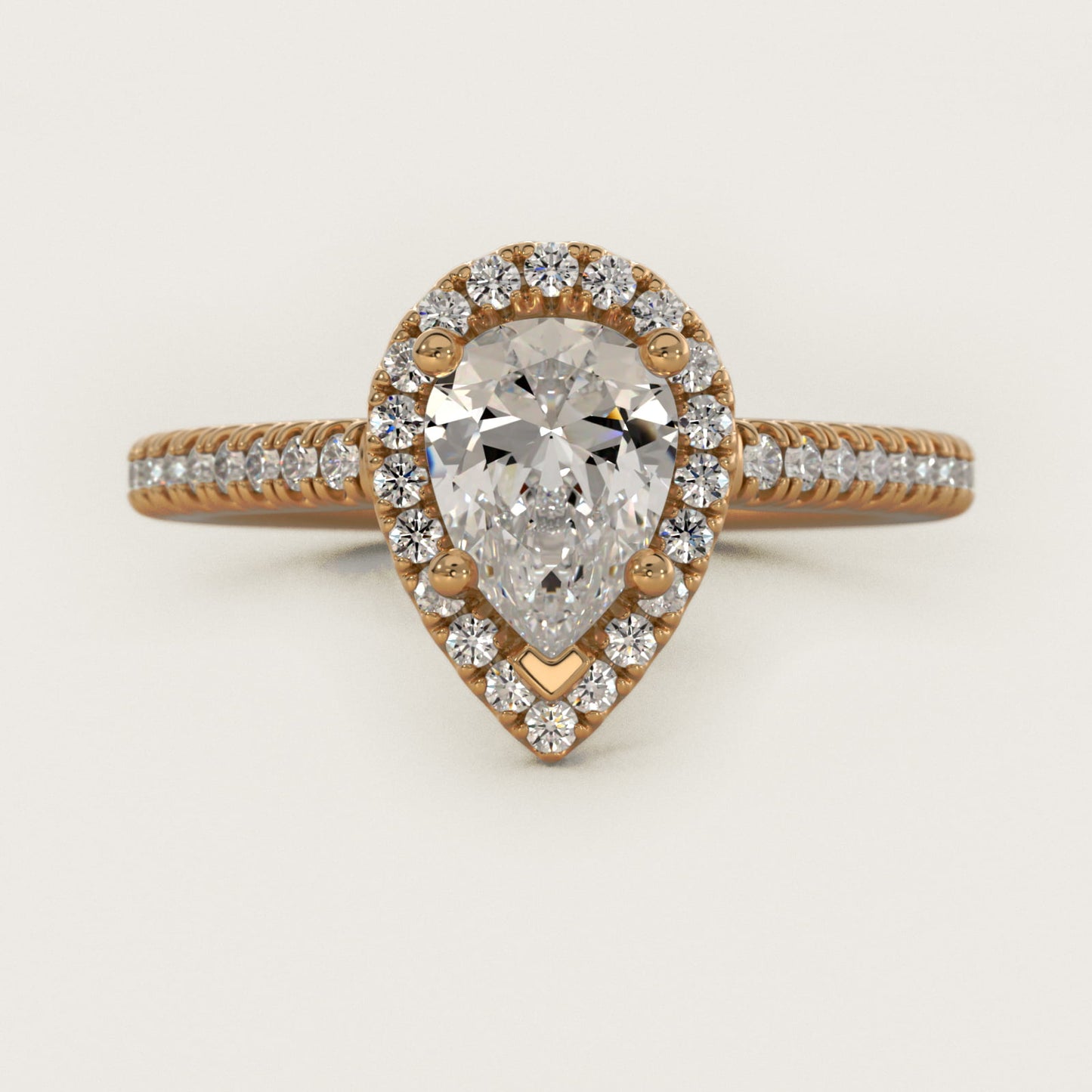 Classic Halo Diamond Engagement Ring in 14k Yellow Gold - Pear Center