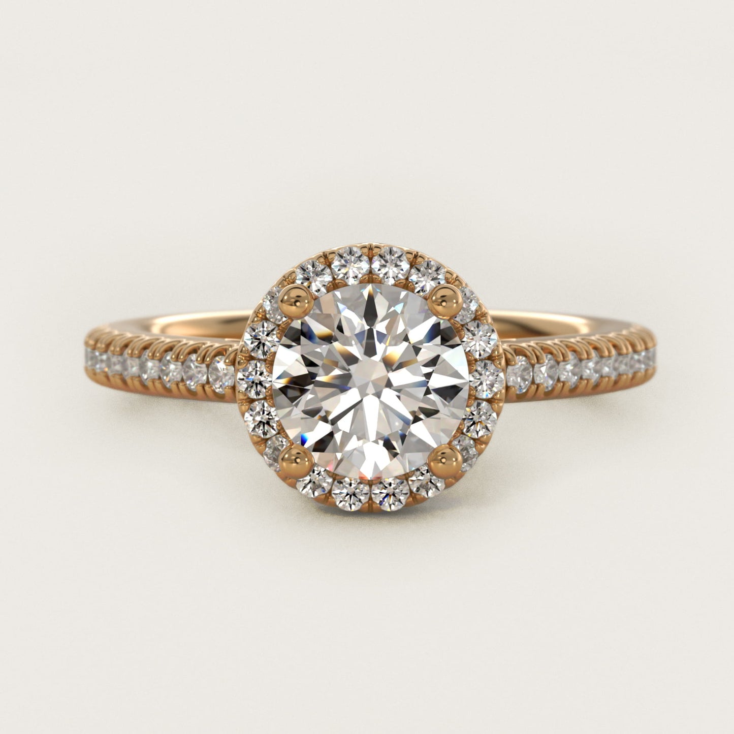 Classic Halo Diamond Engagement Ring in 14k Yellow Gold - Round Center