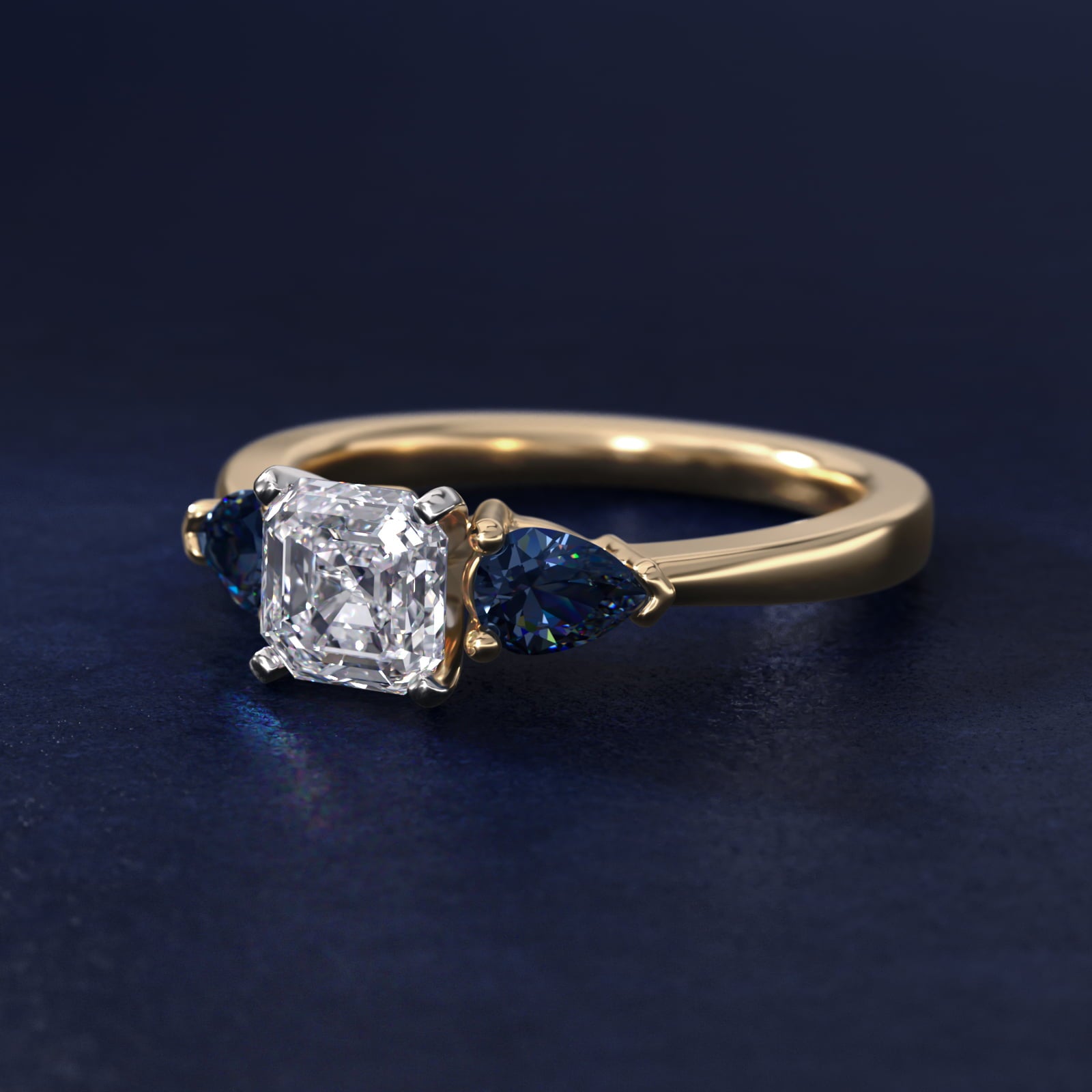 Classic Pear Shaped Sapphire Engagement Ring in 14K Yellow Gold - Asscher Center