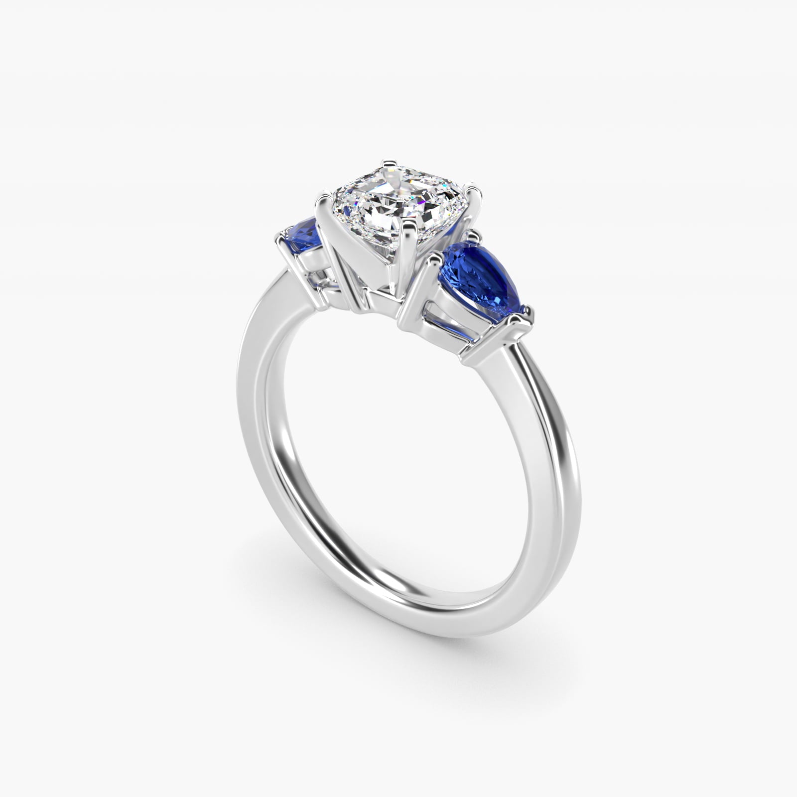 Classic Pear Shaped Sapphire Engagement Ring in Platinum - Asscher Center