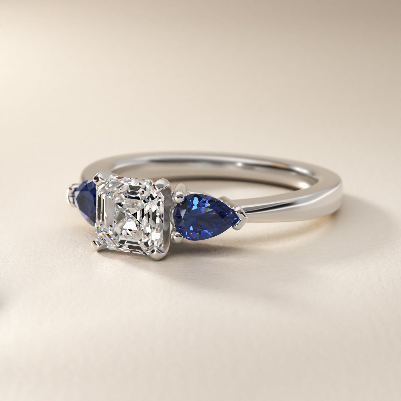 Classic Pear Shaped Sapphire Engagement Ring in Platinum - Asscher Center