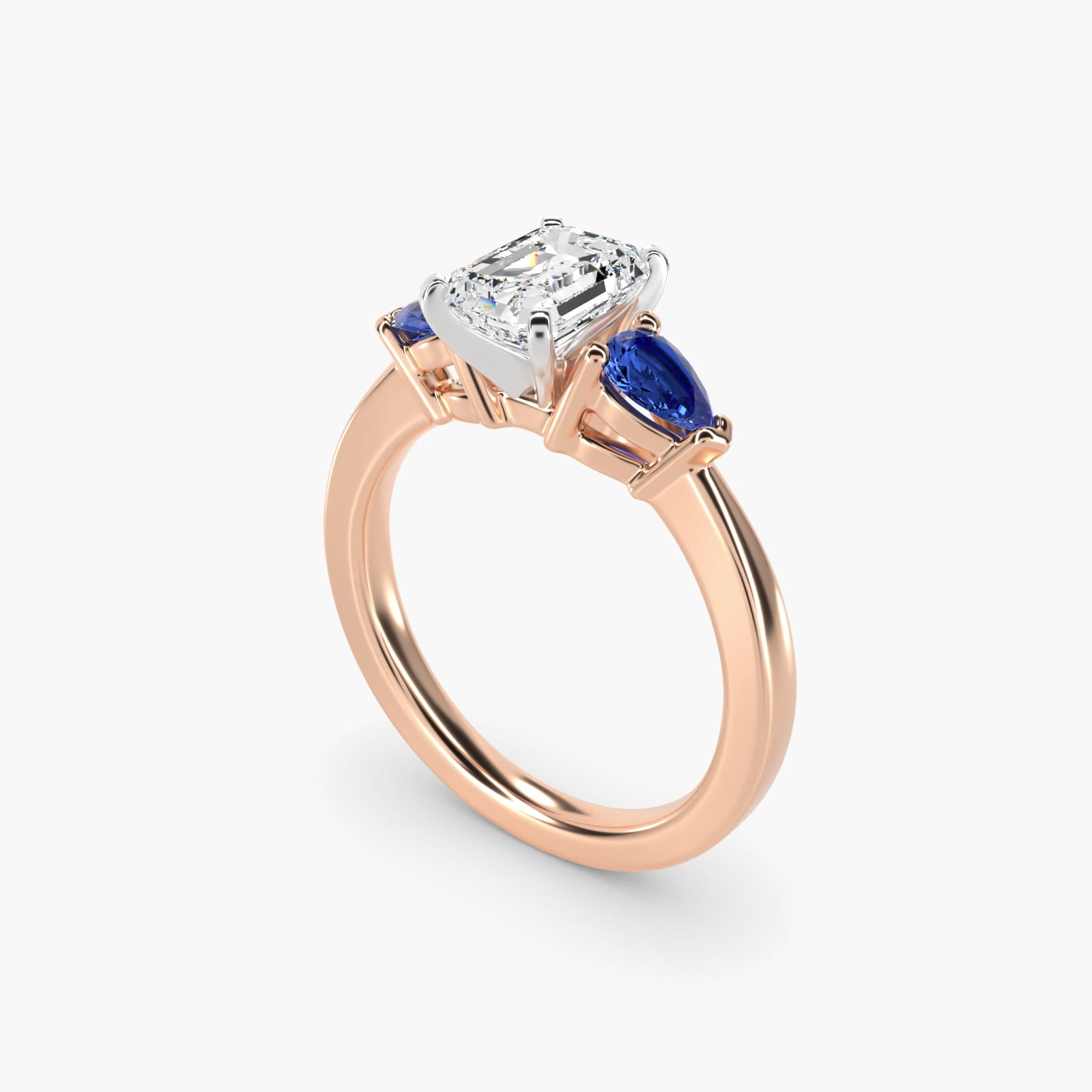 Classic Pear Shaped Sapphire Engagement Ring in 14k Rose Gold - Emerald Center