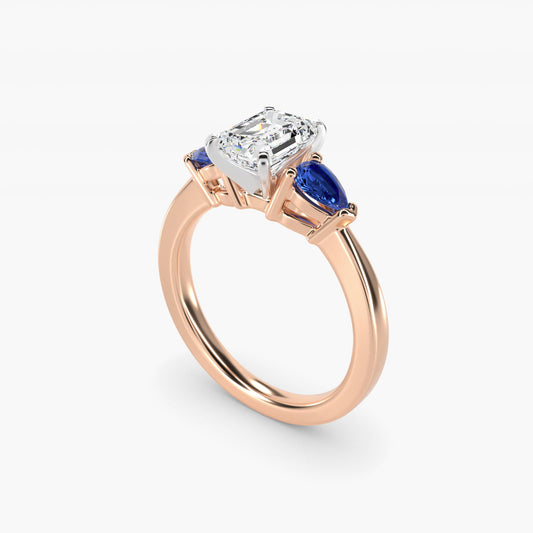 Classic Pear Shaped Sapphire Engagement Ring in 14k Rose Gold - Emerald Center