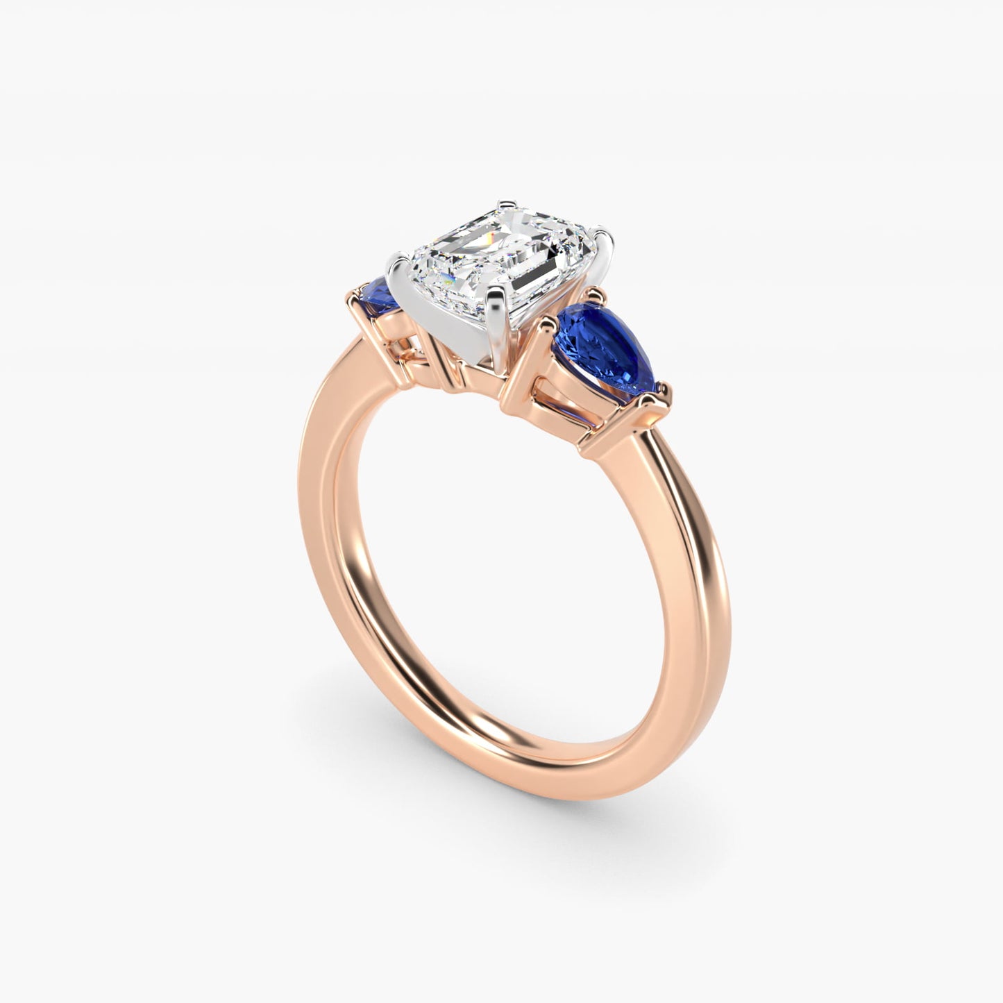 Classic Pear Shaped Sapphire Engagement Ring in 18k Rose Gold - Emerald Center