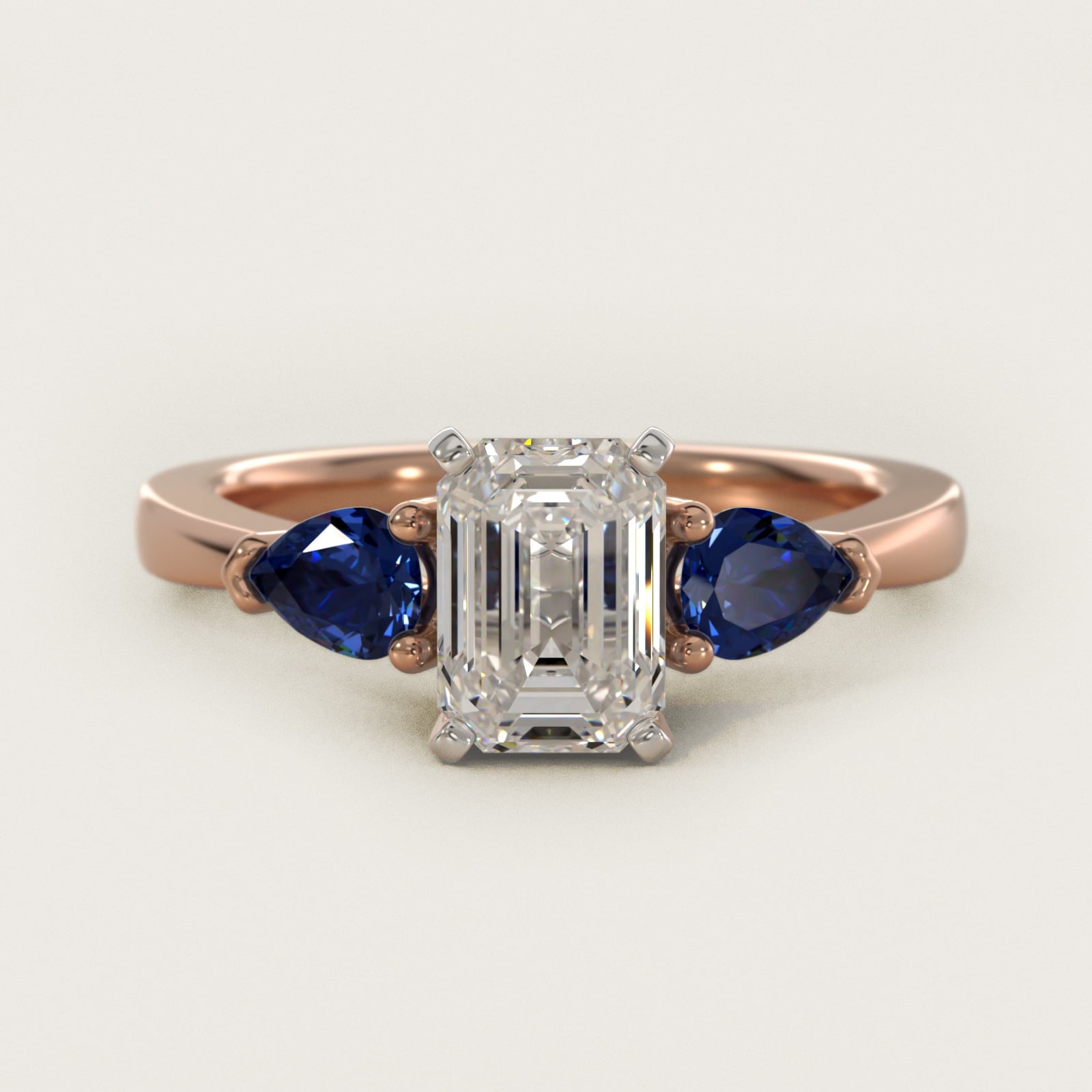 Classic Pear Shaped Sapphire Engagement Ring in 14k Rose Gold - Emerald Center