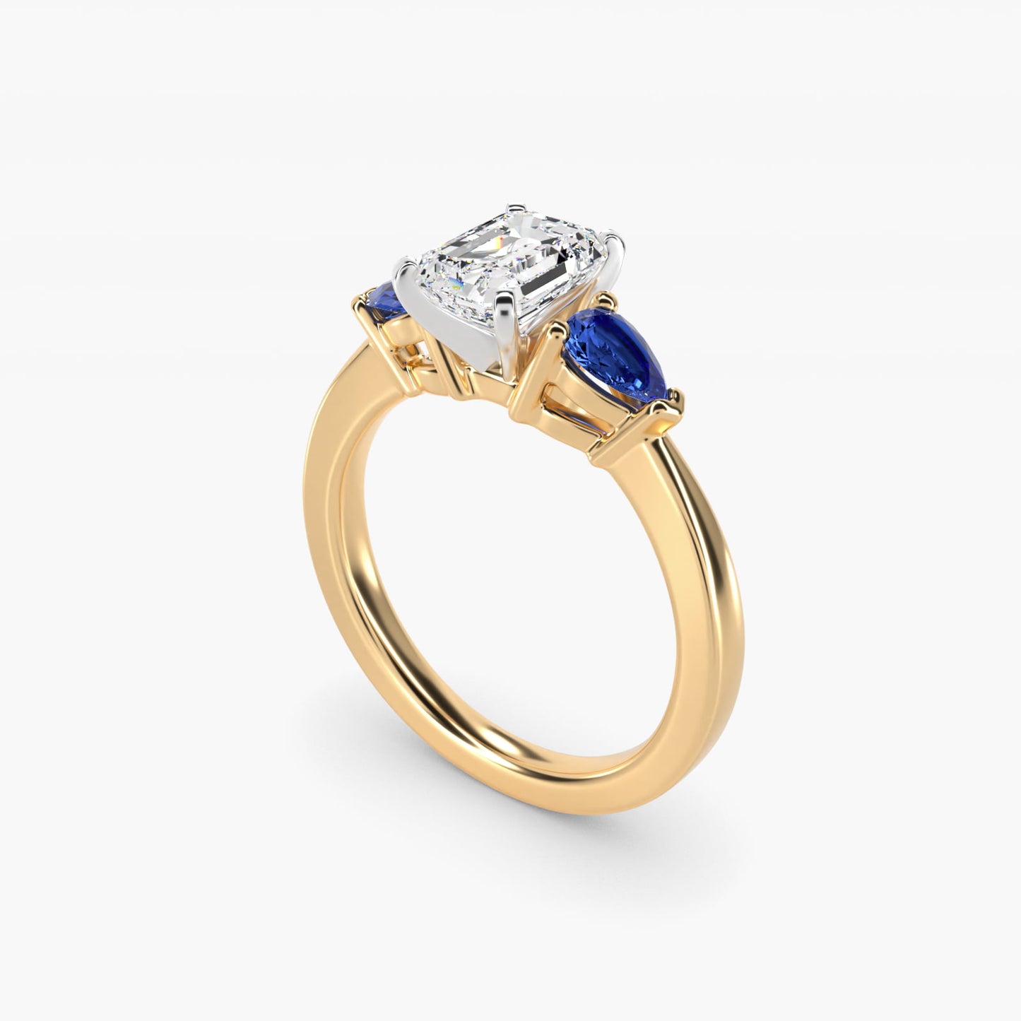 Classic Pear Shaped Sapphire Engagement Ring in 14K Yellow Gold - Emerald Center