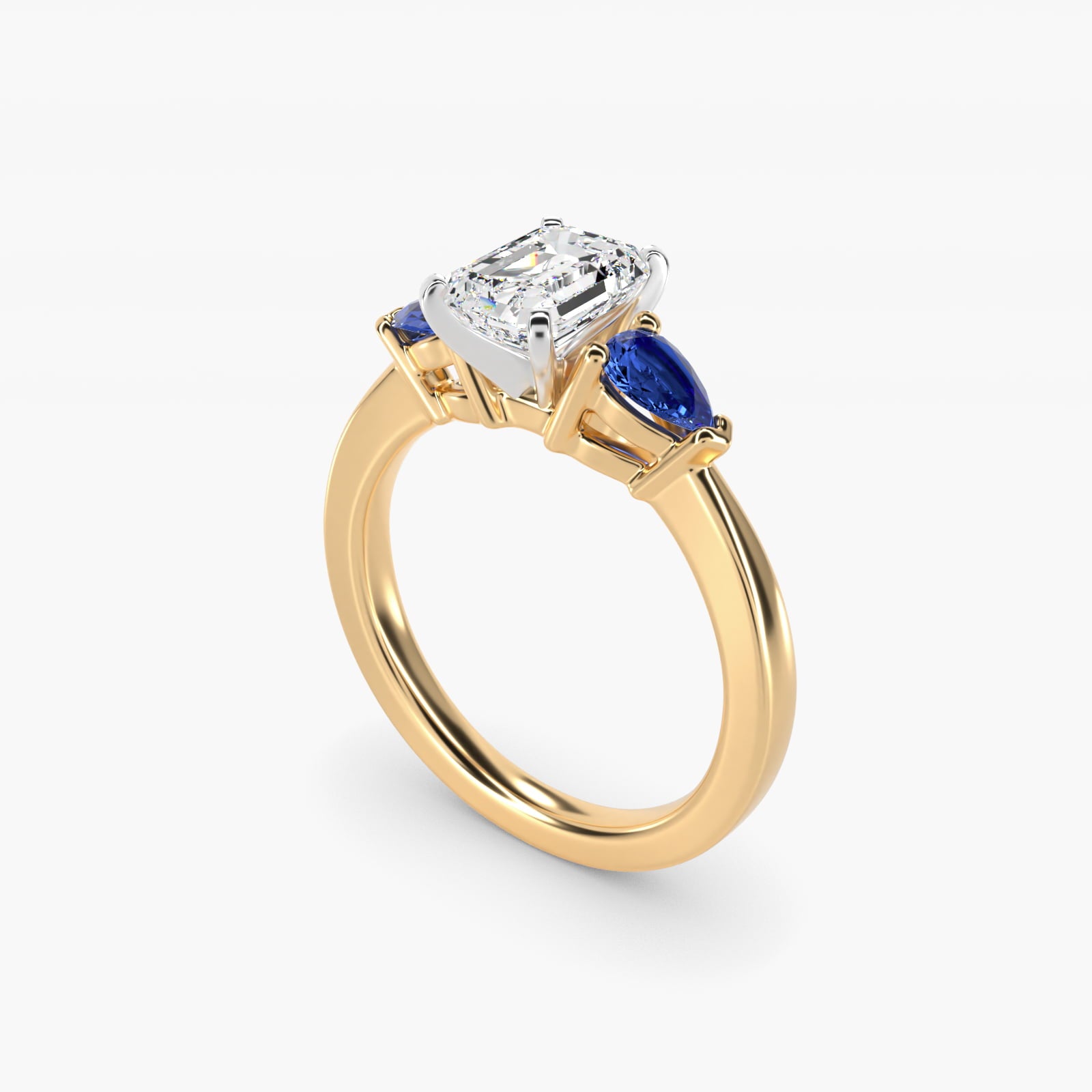 Classic Pear Shaped Sapphire Engagement Ring in 14K Yellow Gold - Emerald Center