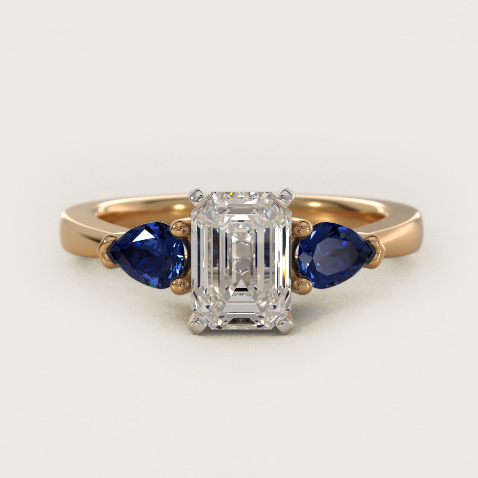 Classic Pear Shaped Sapphire Engagement Ring in 18k Yellow Gold - Emerald Center