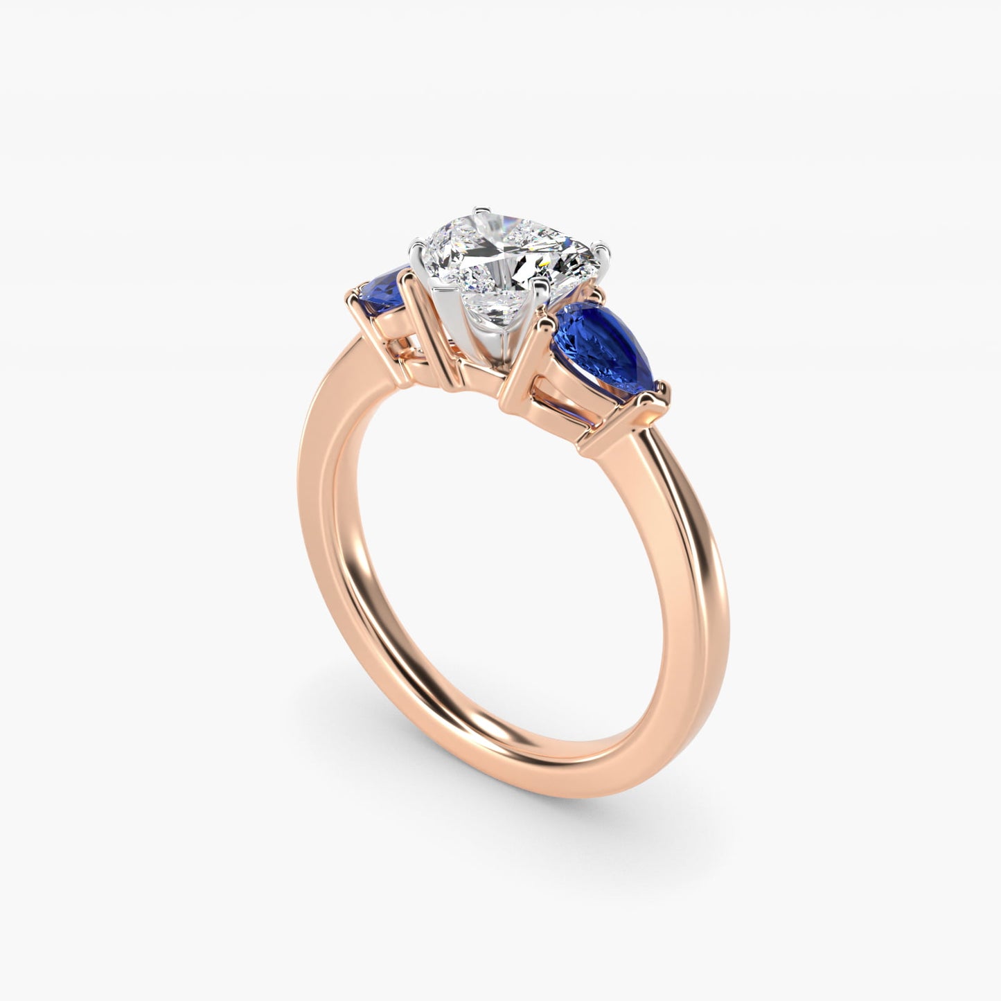 Classic Pear Shaped Sapphire Engagement Ring in 18k Rose Gold - Heart Center