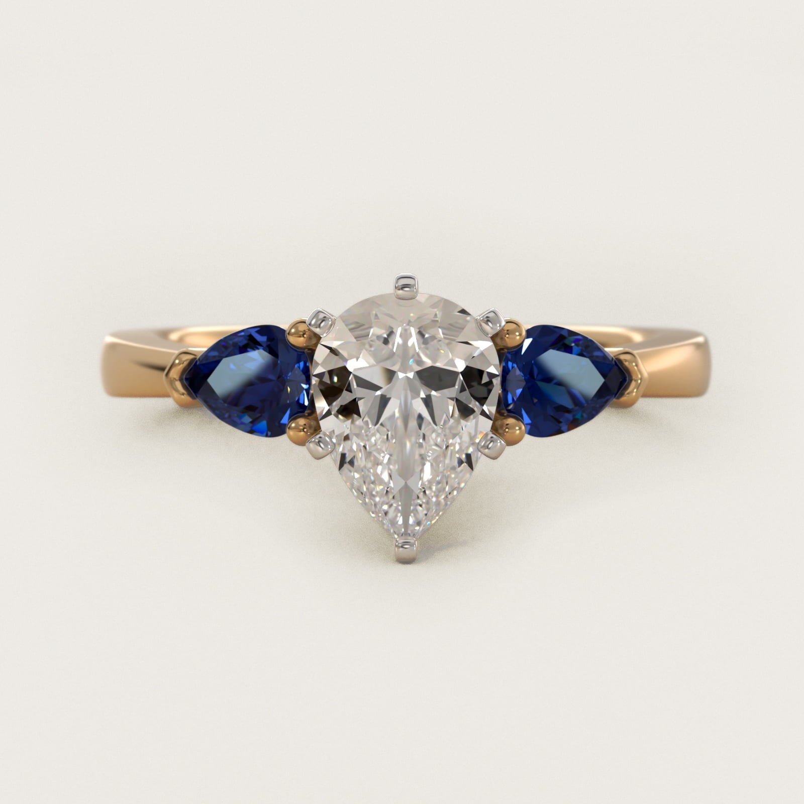 Classic Pear Shaped Sapphire Engagement Ring in 14K Yellow Gold - Pear Center