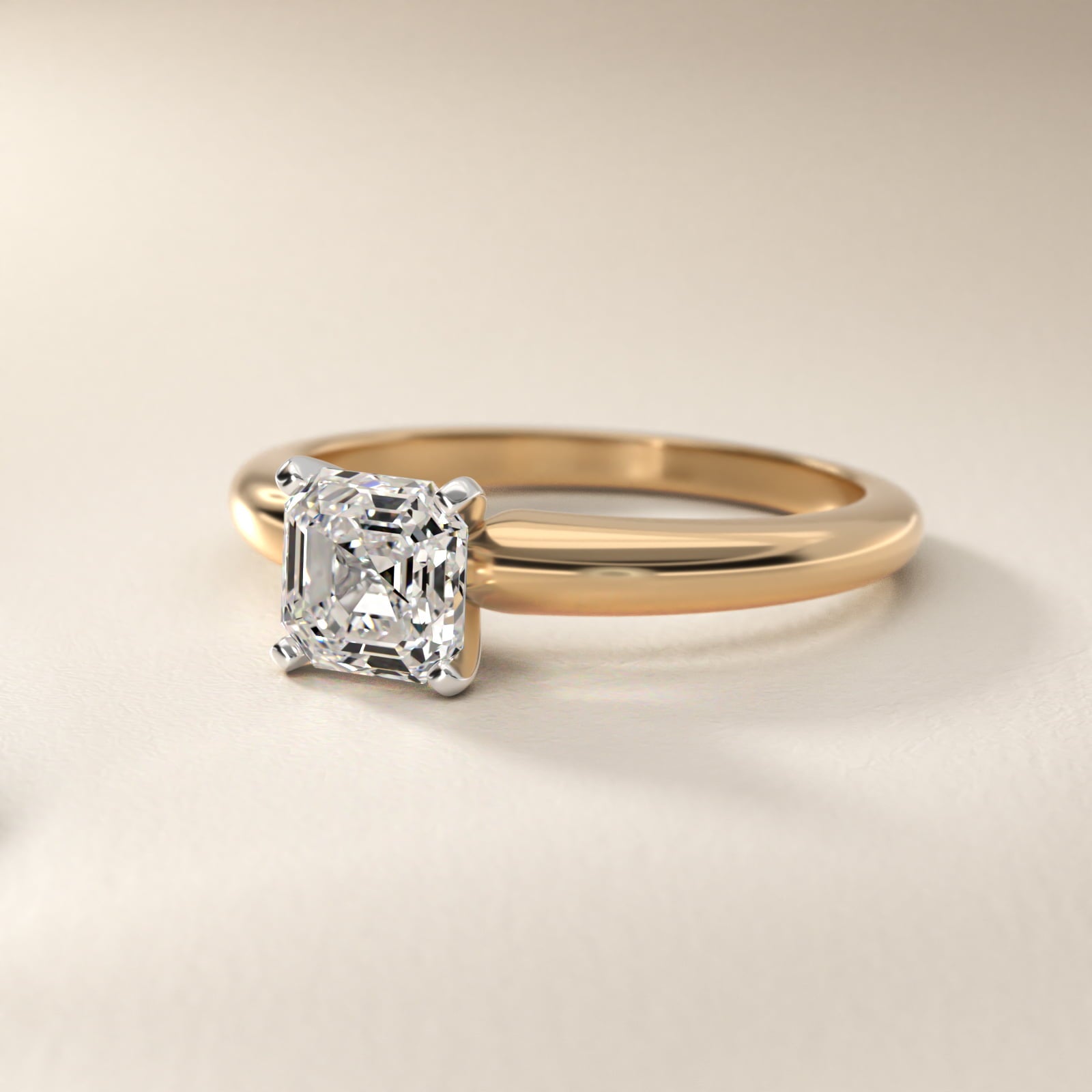 Classic Simple Solitaire Engagement Ring in 18k Yellow Gold - Asscher Center