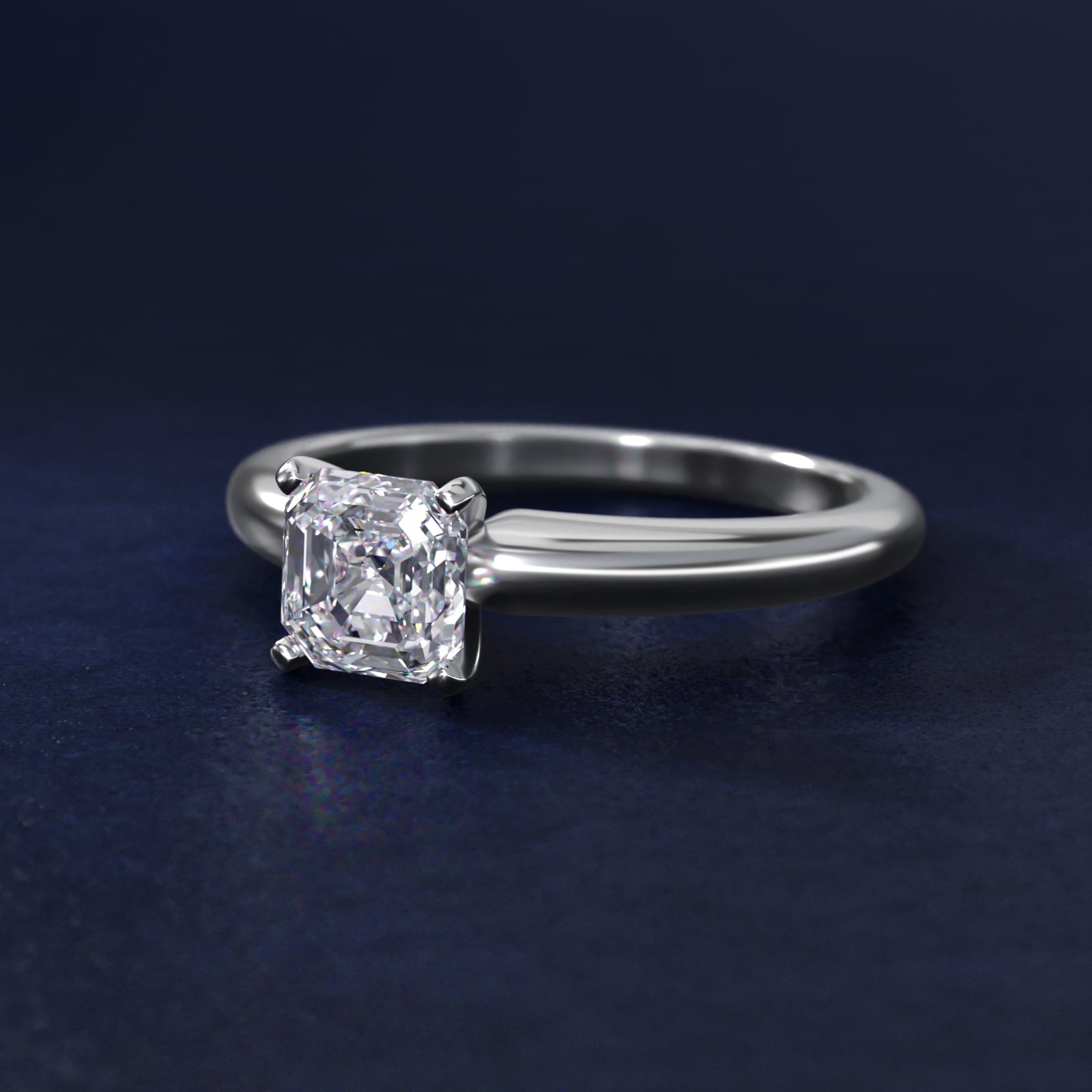 Classic Simple Solitaire Engagement Ring in Platinum - Asscher Center