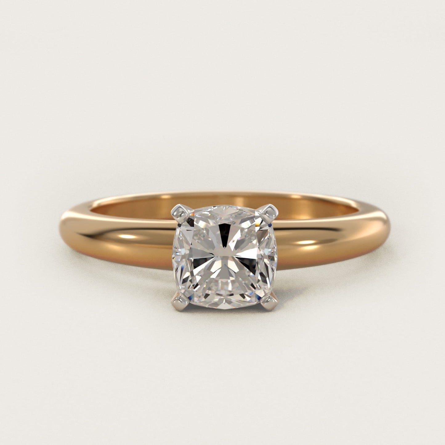 Classic Simple Solitaire Engagement Ring in 14K Yellow Gold - Cushion Center