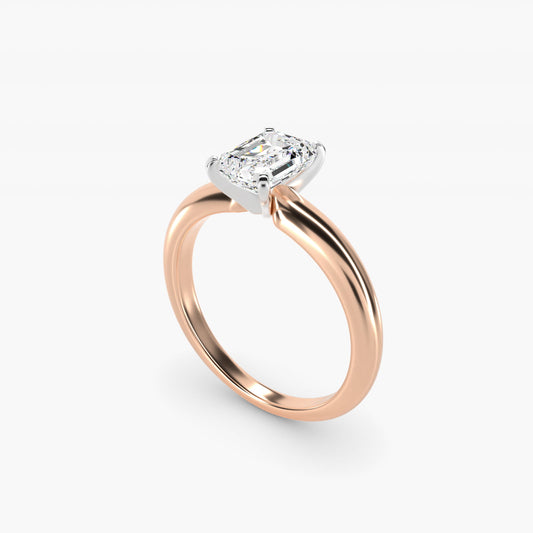 Classic Simple Solitaire Engagement Ring in 14k Rose Gold - Emerald Center