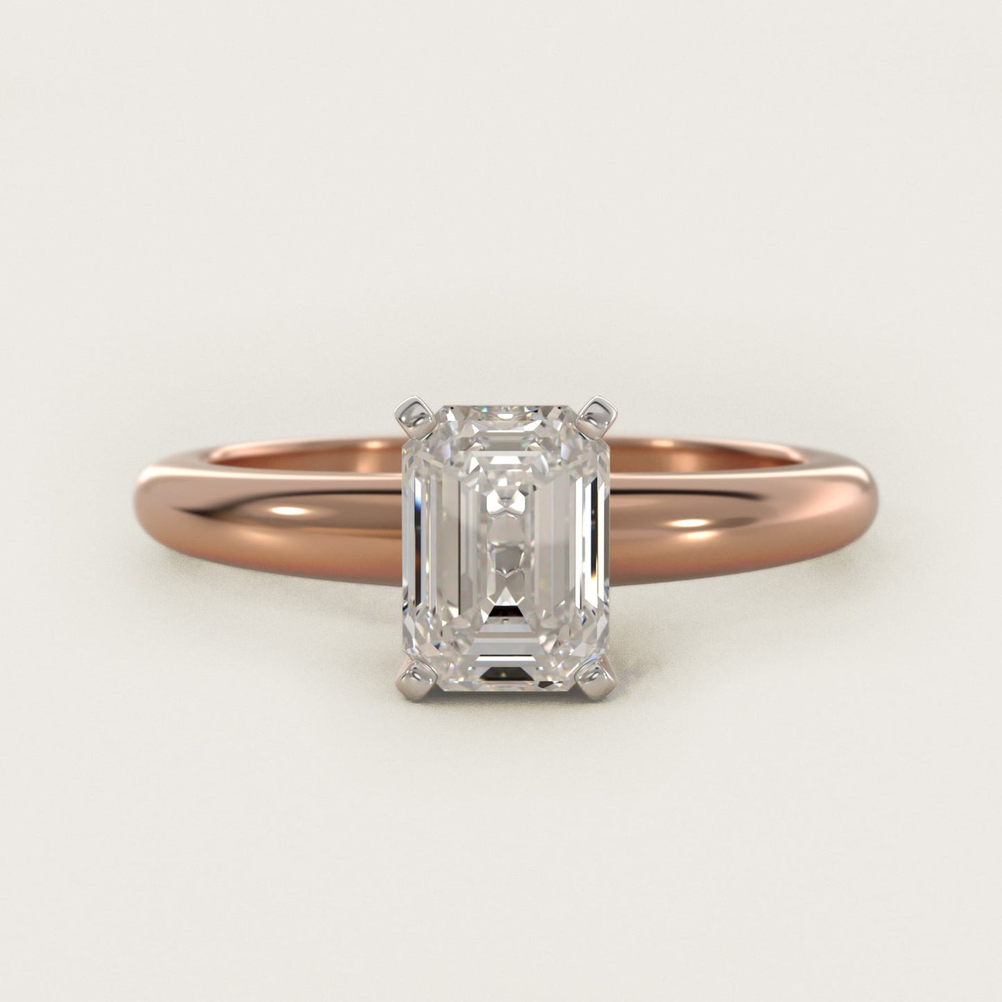 Classic Simple Solitaire Engagement Ring in 18k Rose Gold - Emerald Center
