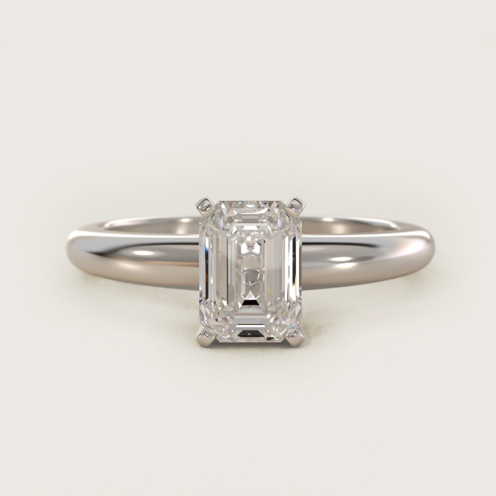 Classic Simple Solitaire Engagement Ring in 14k White Gold - Emerald Center