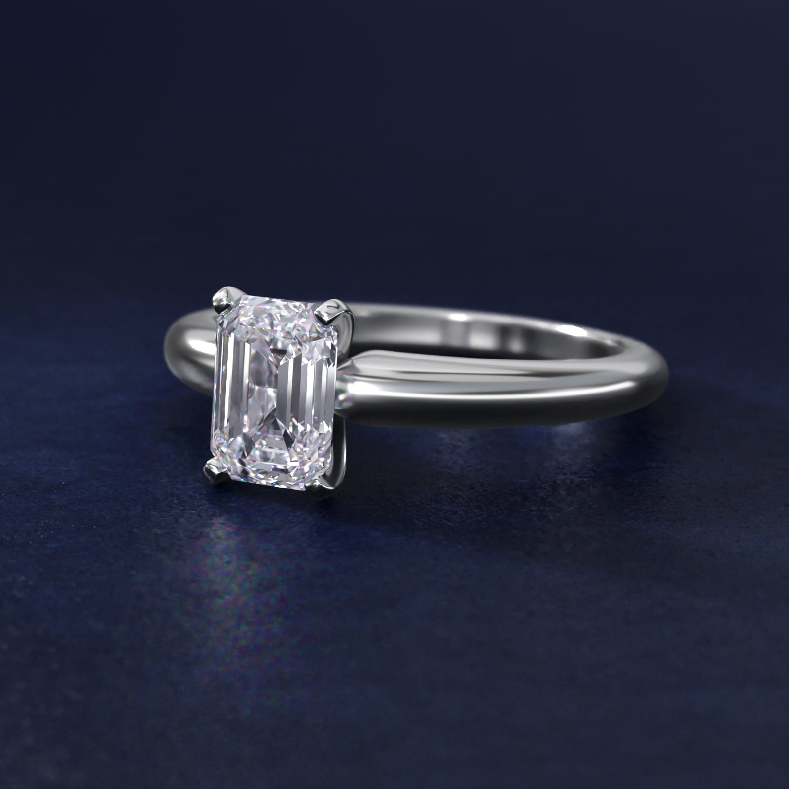 Classic Simple Solitaire Engagement Ring in Platinum - Emerald Center