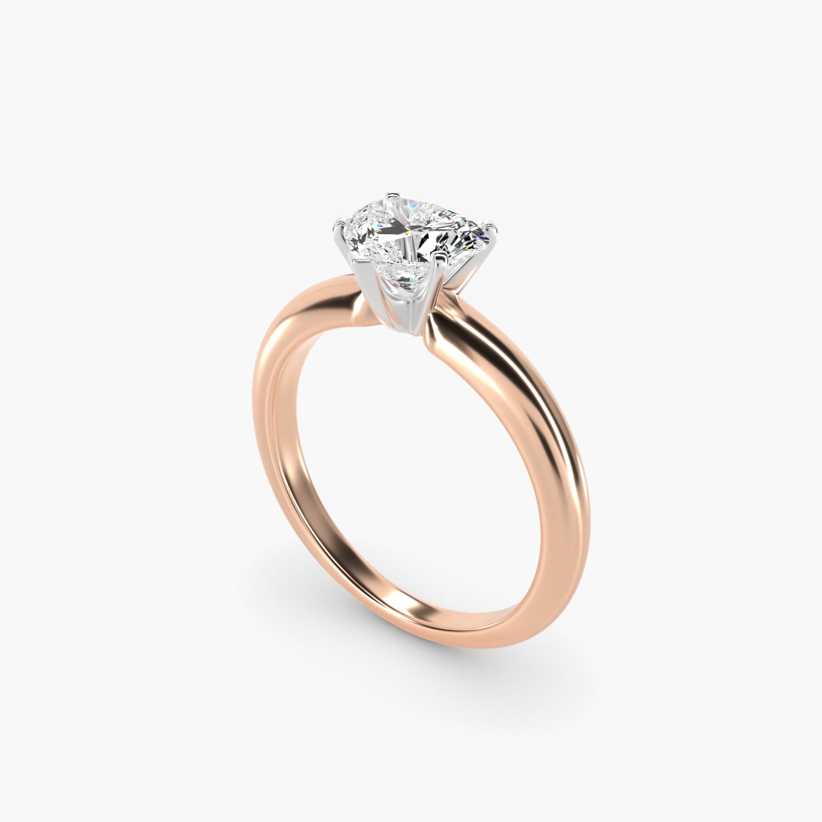 Classic Simple Solitaire Engagement Ring in 14k Rose Gold - Heart Center