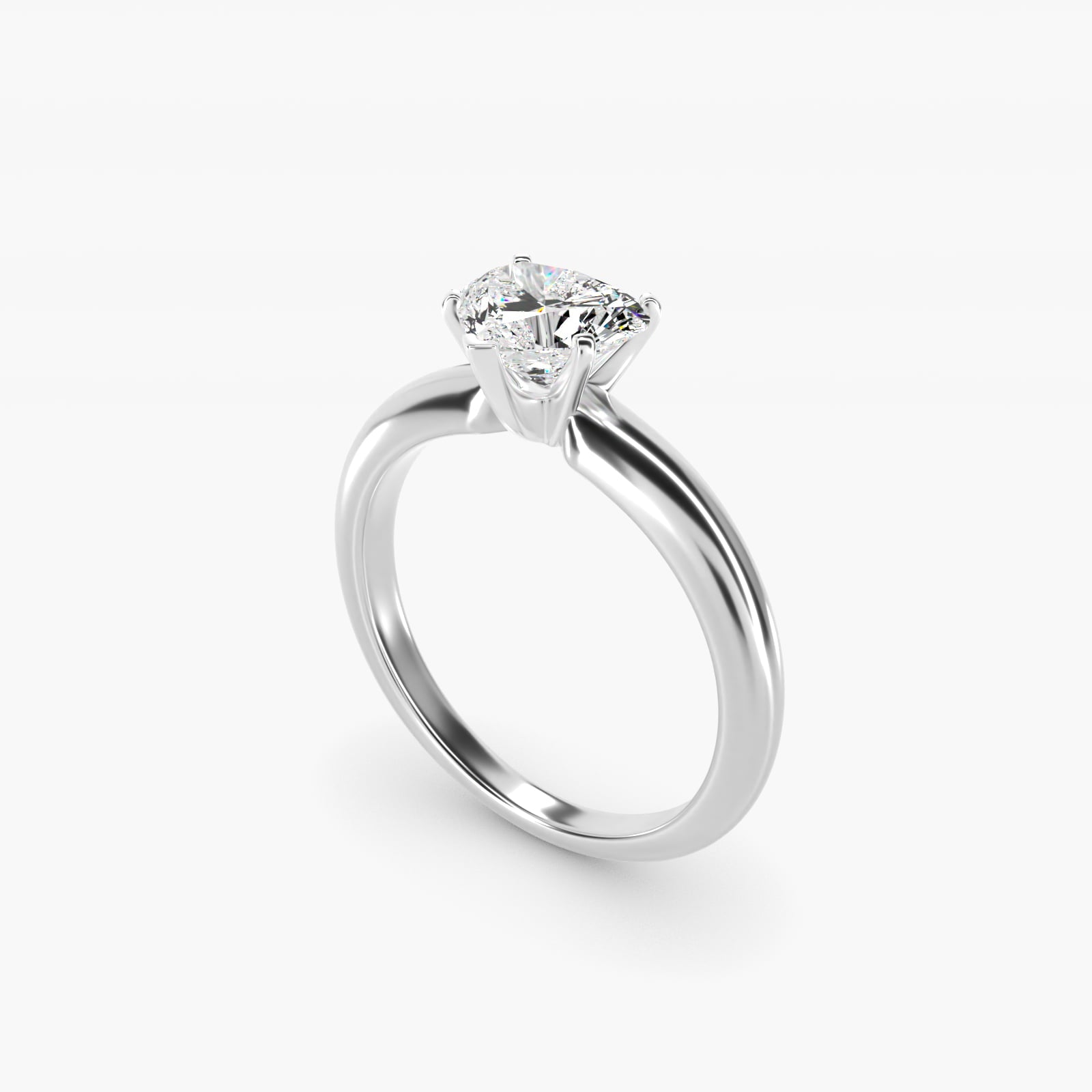 Classic Simple Solitaire Engagement Ring in 14k White Gold - Heart Center