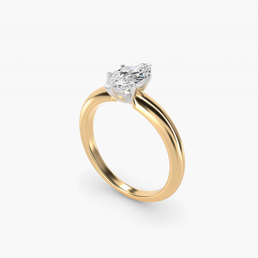 Classic Simple Solitaire Engagement Ring in 14K Yellow Gold - Marquise Center